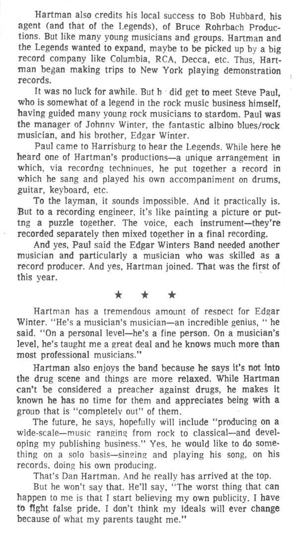 Dan Hartman Harrisburg Evening News